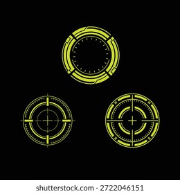 Elementos de HUD amarillo neón futuristas, perfectos para diseños de tecnología y juegos