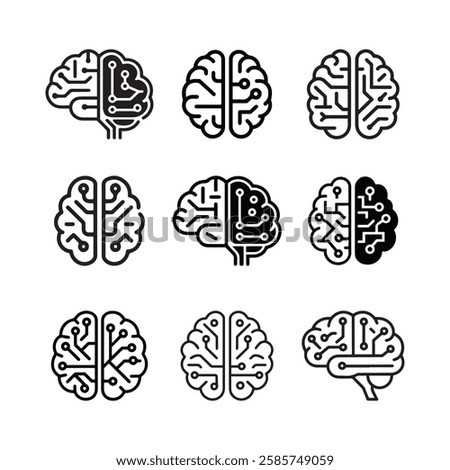 Futuristic Neural Brain Technology Illustrations