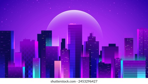 Diseño de Vector de fondo de ciudad de noche futurista en eps 10