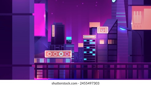 Diseño de Vector de fondo de ciudad de noche futurista en eps 10