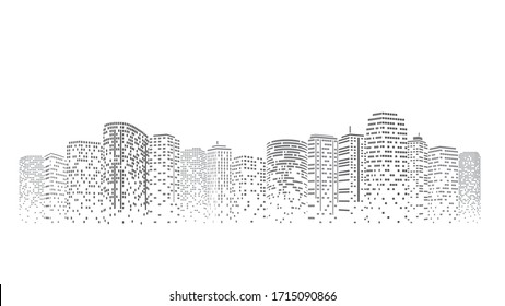 Futuristic night city. Building and urban Illustration, City scene on night time. Design graphic for web page or banner.