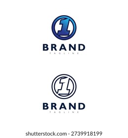 Futuristic number one logo symbol with neon effect for esports team identity branding