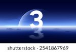 Futuristic Number Three Above a Calm Ocean–Ideal for Milestone Celebrations and Launches