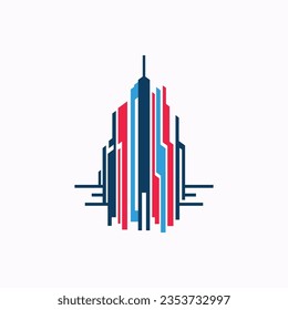 Futuristic NYC skyline logo, capturing urban advancement and modern cityscape.