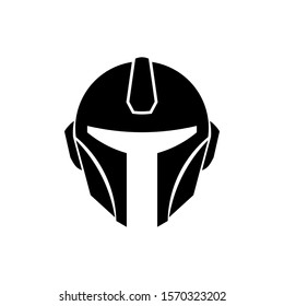 Futuristic Old School Silhouette Flat Space Spartan Helmet Icon Vector