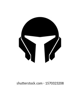 Futuristic Old School Silhouette Flat Space Spartan Helmet Icon Vector