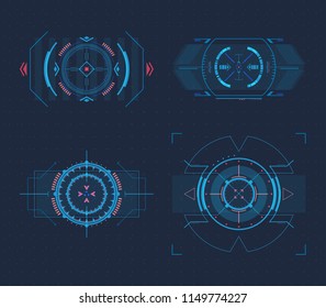 Futuristic Optical Sight For Guns Or High Tech Weapon Crosshair, Circular Aim For Modern Hud Element Or Radar Display. Gaming And Hi-tech, Cyberspace And Gui Design, Electronic Theme