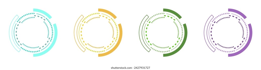 Futuristic optics circle vector icons. Blank templates of modern circles in different versions. Infographics with circles symbol. Many layers of circle in hi-tech style. Optical device vector.