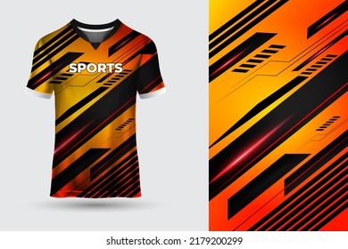 Futuristic orange T shirt sports jersey suitable for racing, soccer, gaming, e sports