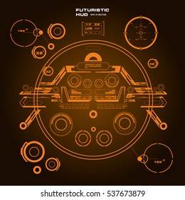 Futuristic orange virtual graphic touch  user interface