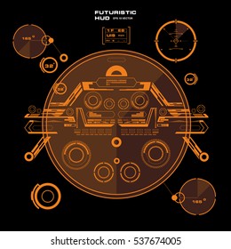 Futuristic orange virtual graphic touch  user interface