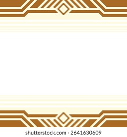 Futuristic Oriental Brown Frame Template Background, Pixel Art Flat Style