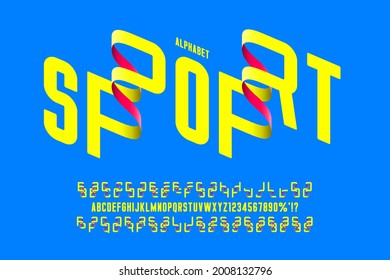 Futuristic original rounded condensed alphabet, characters and numbers set. Vector illustration
