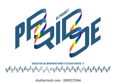 Futuristic original rounded condensed alphabet, characters and numbers set. Swatch color control
