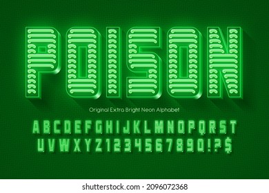 Futuristisches originales, abgerundetes kondensiertes Alphabet, Zeichen und Zahlen gesetzt. Vektorgrafik