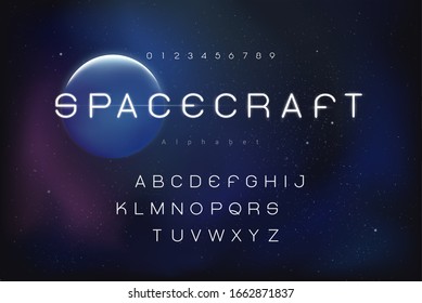 Futuristic Outer Space Theme Alphabet Font Set With Numbers