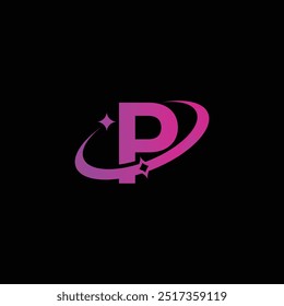 Futuristic p Logo with Space Swoosh and Star  Technology and Innovation Design, P tech logo