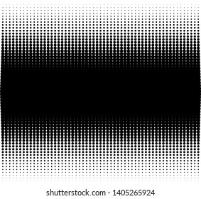 Futuristic panel. Grunge dotted backdrop with circles, dots, point. Abstract monochrome halftone pattern. Design element for web banners, posters, cards, wallpapers, sites. Black and white color