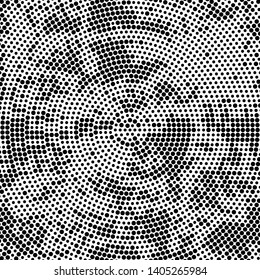 Futuristic panel. Grunge dotted backdrop with circles, dots, point. Abstract monochrome halftone pattern. Design element for web banners, posters, cards, wallpapers, sites. Black and white color