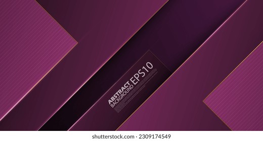 Futuristic papercut abstract background with gradient dark purple square pattern and gold line combination soft color on background. Eps10 vector