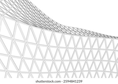 Futuristic Parametric Architecture with Geometric Grid Structure
