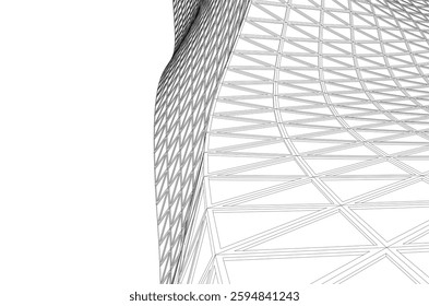 Futuristic Parametric Architecture with Geometric Grid Structure
