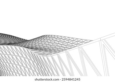 Futuristic Parametric Architecture with Geometric Grid Structure
