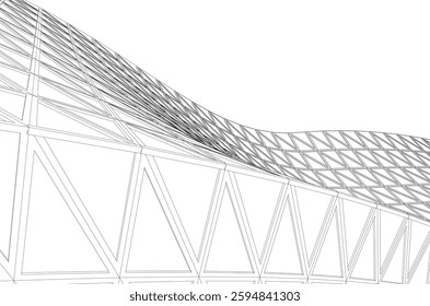 Futuristic Parametric Architecture with Geometric Grid Structure
