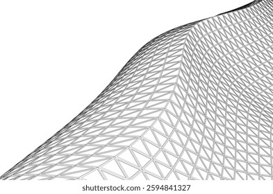 Futuristic Parametric Architecture with Geometric Grid Structure
