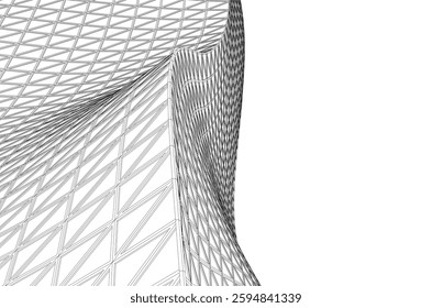 Futuristic Parametric Architecture with Geometric Grid Structure
