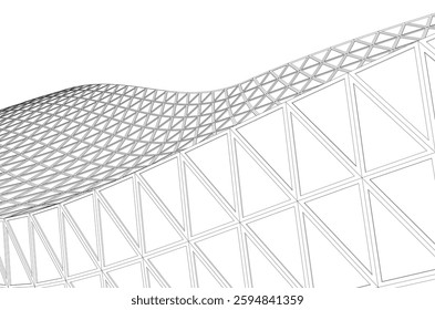 Futuristic Parametric Architecture with Geometric Grid Structure
