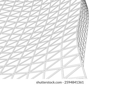 Futuristic Parametric Architecture with Geometric Grid Structure
