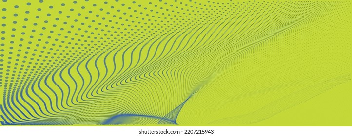 Futuristic particle wave. Abstract technology background. Big data visualization. 3D rendering. Vector illustration