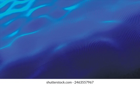 Futuristic particle wave. Abstract technology background. Big data visualization. 3D vector illustration