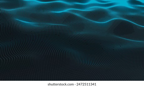 Futuristic particle wave. Abstract technology background. Big data visualization. 3D vector illustration