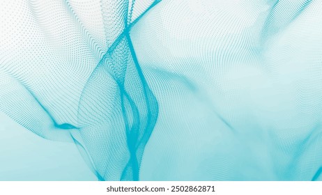 Futuristische Partikelwelle. Abstrakter technologischer Hintergrund. Visualisierung großer Datenmengen. Plexus-Effekt. Vektorgrafik.