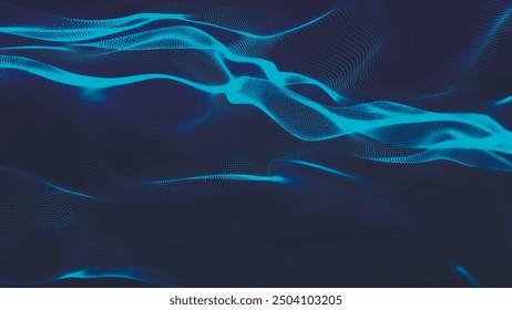 Futuristic particle wave. Abstract technology background. Big data visualization. Vector illustration