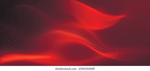 Futuristic particle wave. Abstract technology background. Big data visualization. 3d Widescreen. Vector illustration