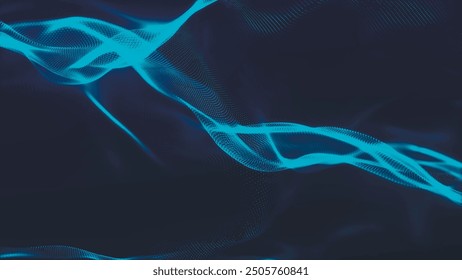 Futuristische Partikelwelle. Abstrakter technologischer Hintergrund. Visualisierung großer Datenmengen. Vektorgrafik