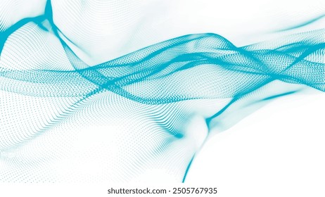 Futuristic particle wave. Abstract technology background. Big data visualization. Plexus effect. Vector illustration.