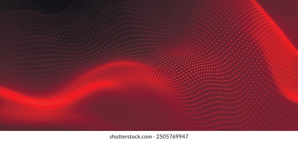 Futuristic particle wave. Abstract technology background. Big data visualization. 3d Widescreen. Vector illustration