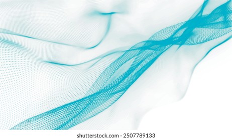 Futuristic particle wave. Abstract technology background. Big data visualization. Plexus effect. Vector illustration.