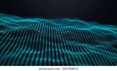 Futuristic particle wave. Abstract technology background. Big data visualization. Vector illustration