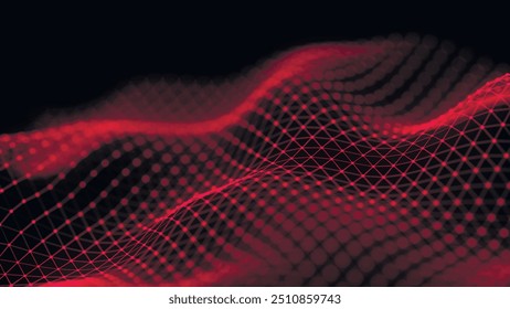 Futuristic particle wave. Abstract technology background. Big data visualization. Vector illustration