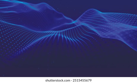 Onda de partículas futurista. Fondo de tecnología Abstractas. Visualización de Big Data. Ilustración vectorial