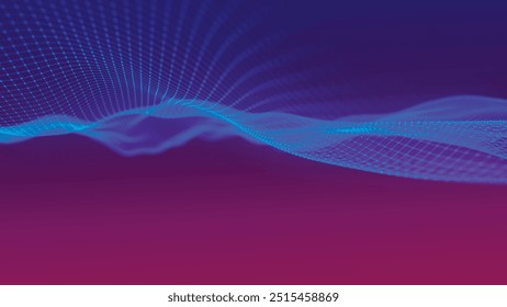 Futuristic particle wave. Abstract technology background. Big data visualization. Vector illustration