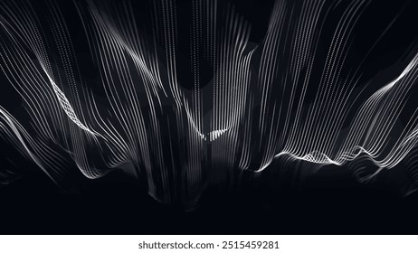 Futuristic particle wave. Abstract technology background. Big data visualization. Vector illustration