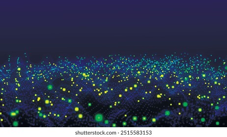 Onda de partículas futurista. Fondo de tecnología Abstractas. Visualización de Big Data. Ilustración vectorial