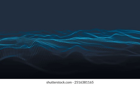 Onda de partículas futurista. Resumo da tecnologia. Visualização de Big Data. Ilustração vetorial