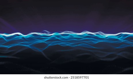 Futuristic particle wave. Abstract technology background. Big data visualization. Vector illustration